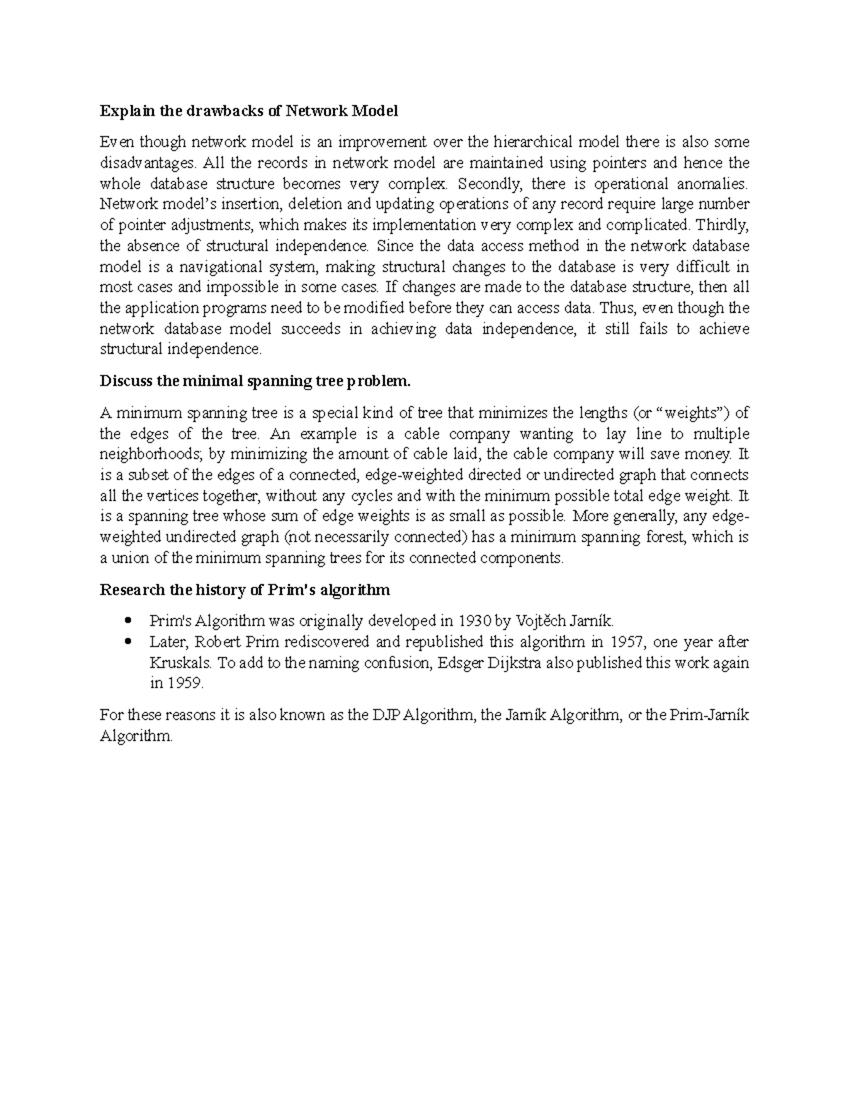 Explain the drawbacks of Network Model - All the records in network ...