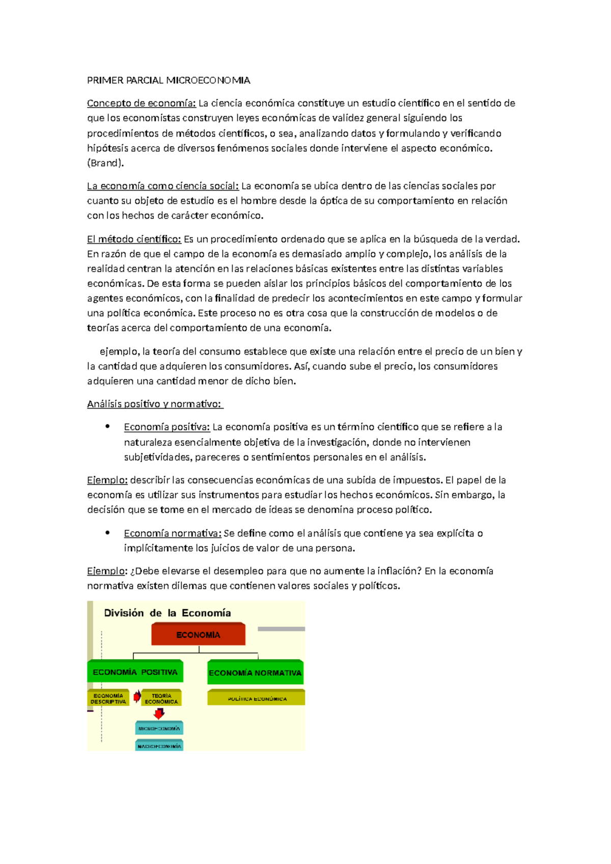 Resumen Primer Parcial Microeconomia - PRIMER PARCIAL MICROECONOMIA ...