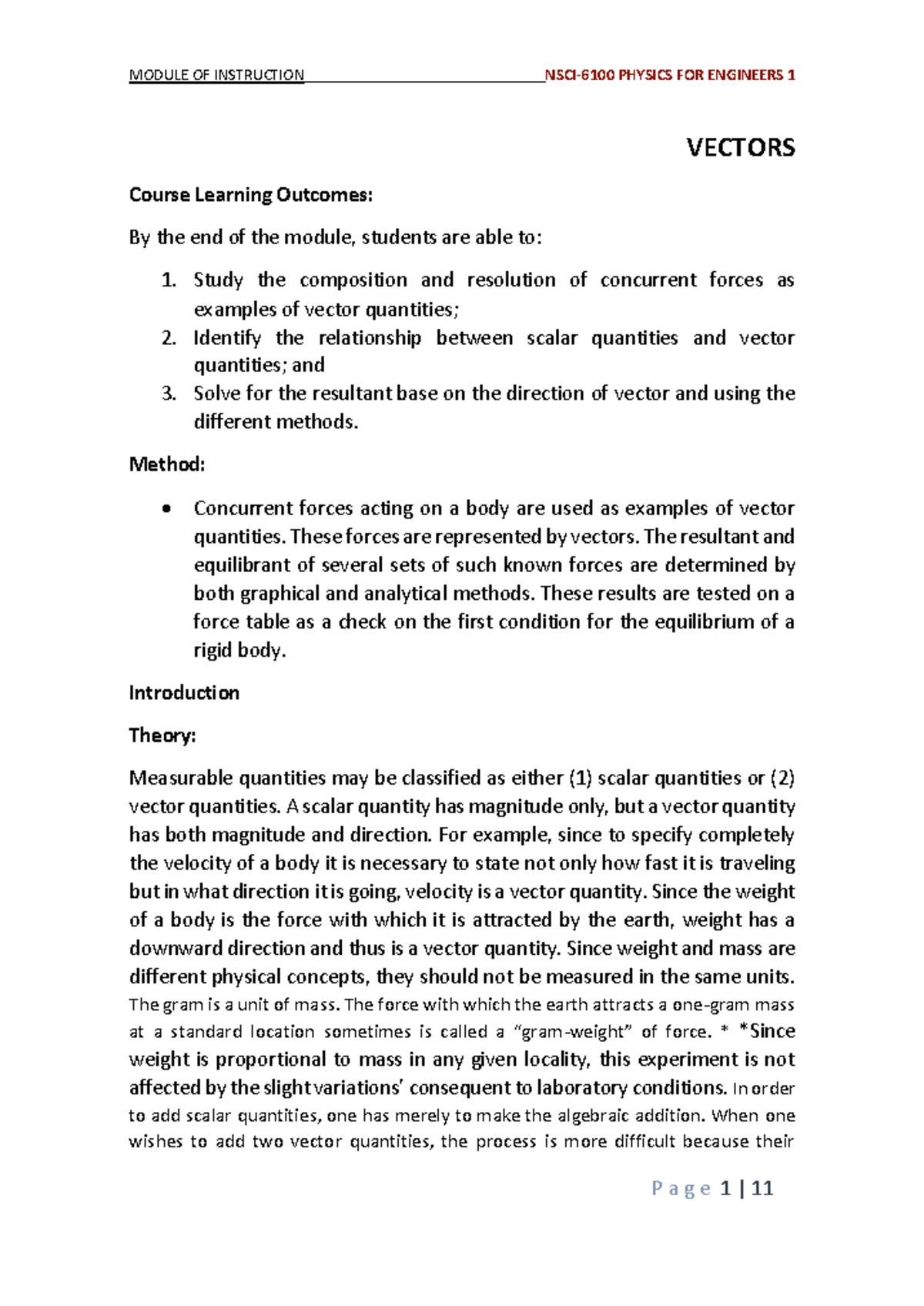 Vectors - Summary Calculus-Based Physics 1 - VECTORS Course Learning ...