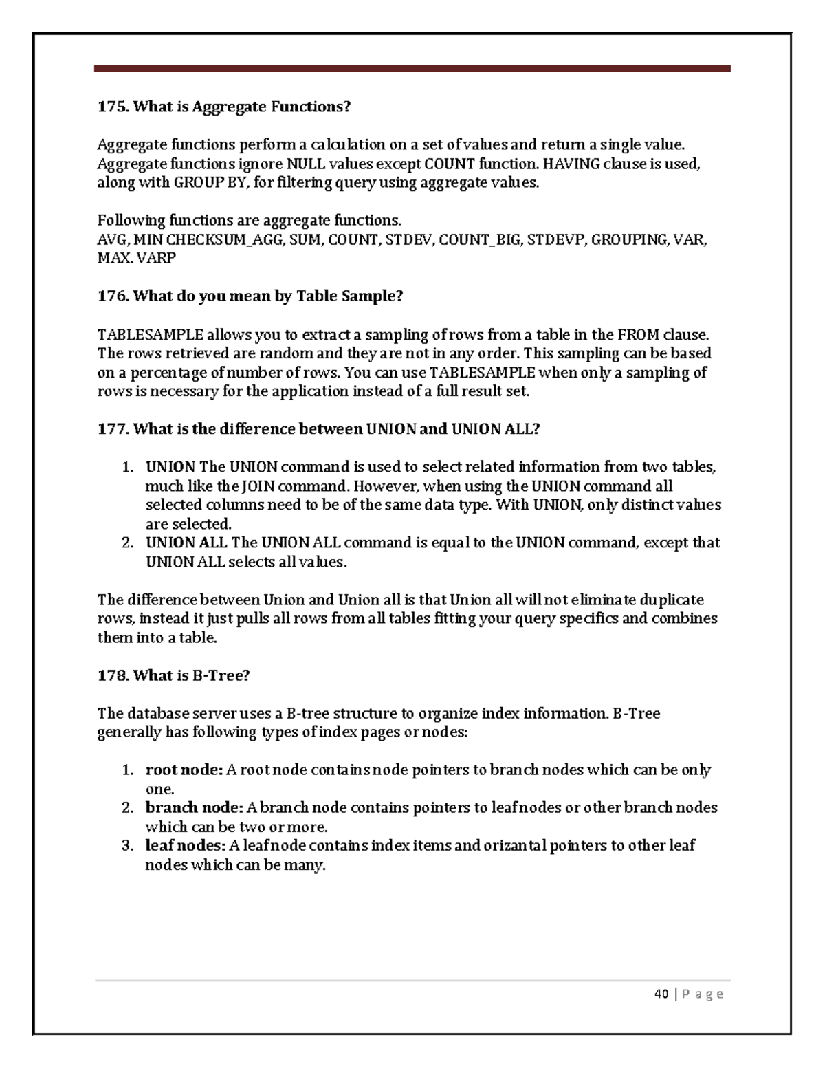 SQL questions-40-44 - SQL Practice questions for exam by Professor KD ...