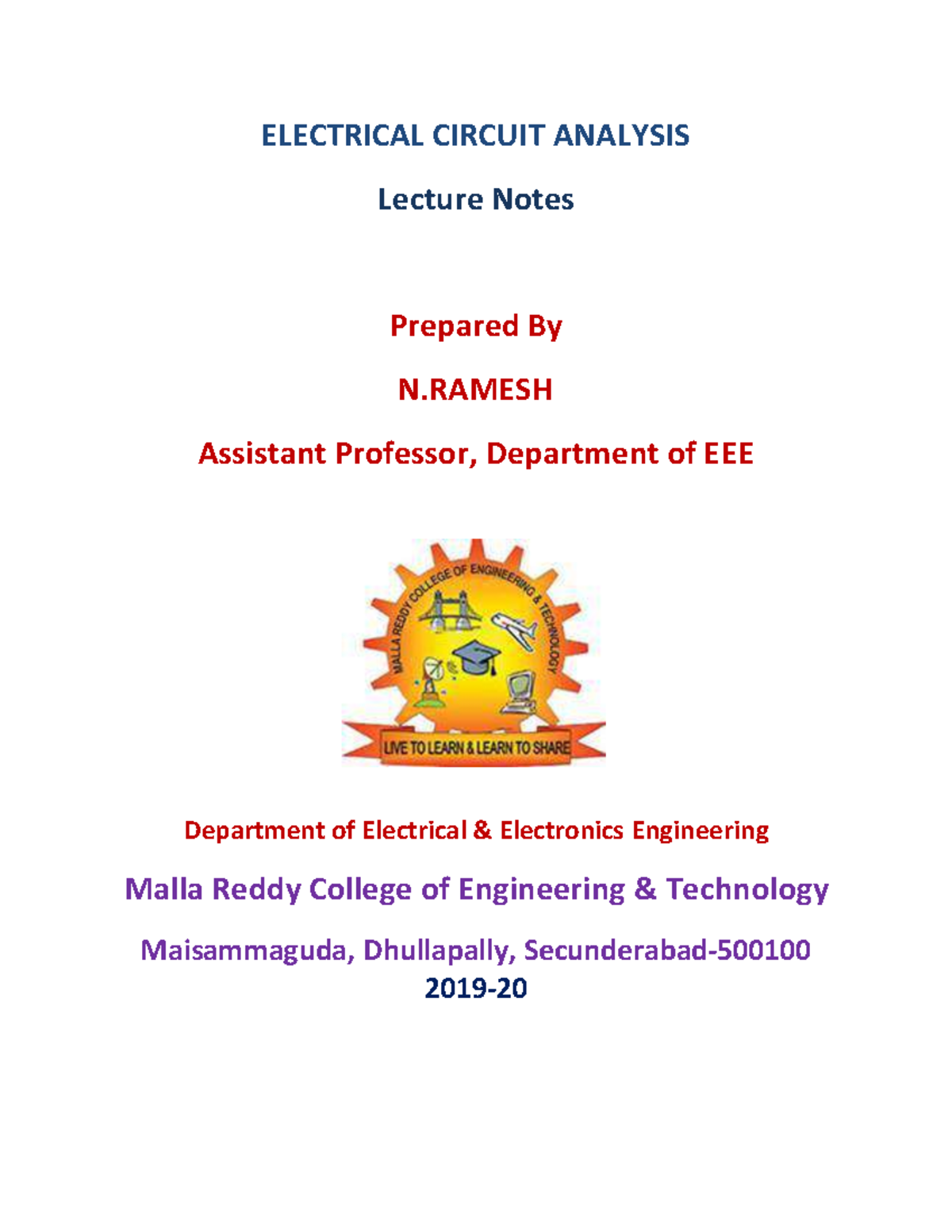 Electrical Circuit Analysis- Digital Notes (1) compressed - Warning: TT ...