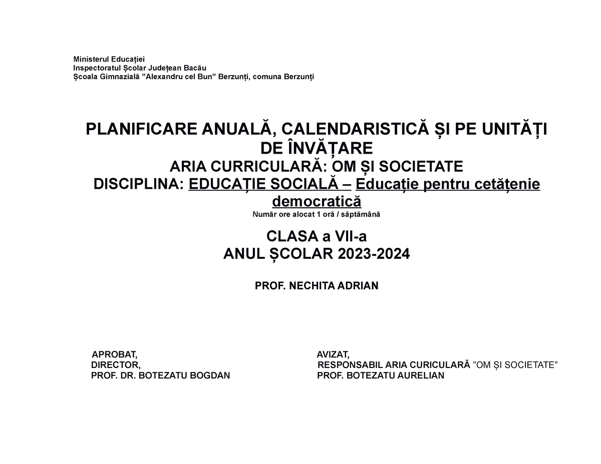 Planificare Educatie Sociala Clasa A VII A 2023 2024 Ministerul   Thumb 1200 927 