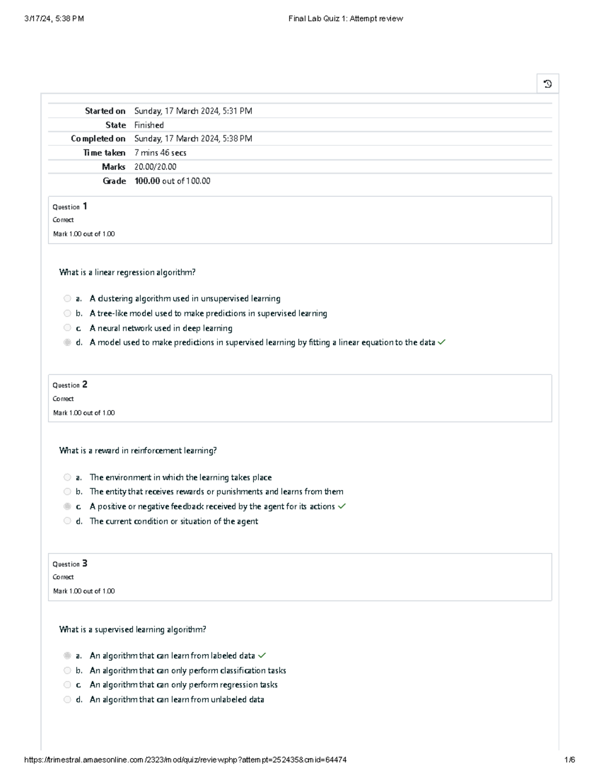 Final Lab Quiz 1 - Fundamentals - Started on Sunday, 17 March 2024, 5: ...