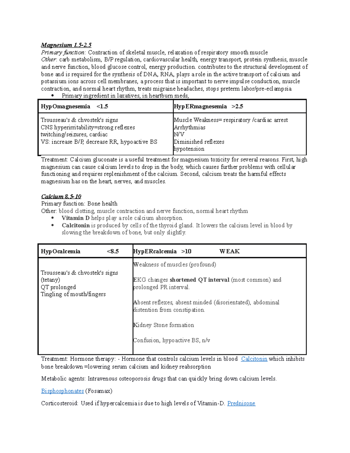 Electrolyte+summary+%282%29 - Magnesium 1-2. Primary function ...