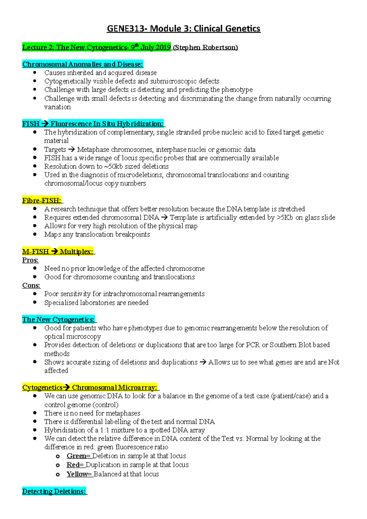 GENE313- Module 3 - Lecture Notes 12-19 - GENE313- Module 3: Clinical ...