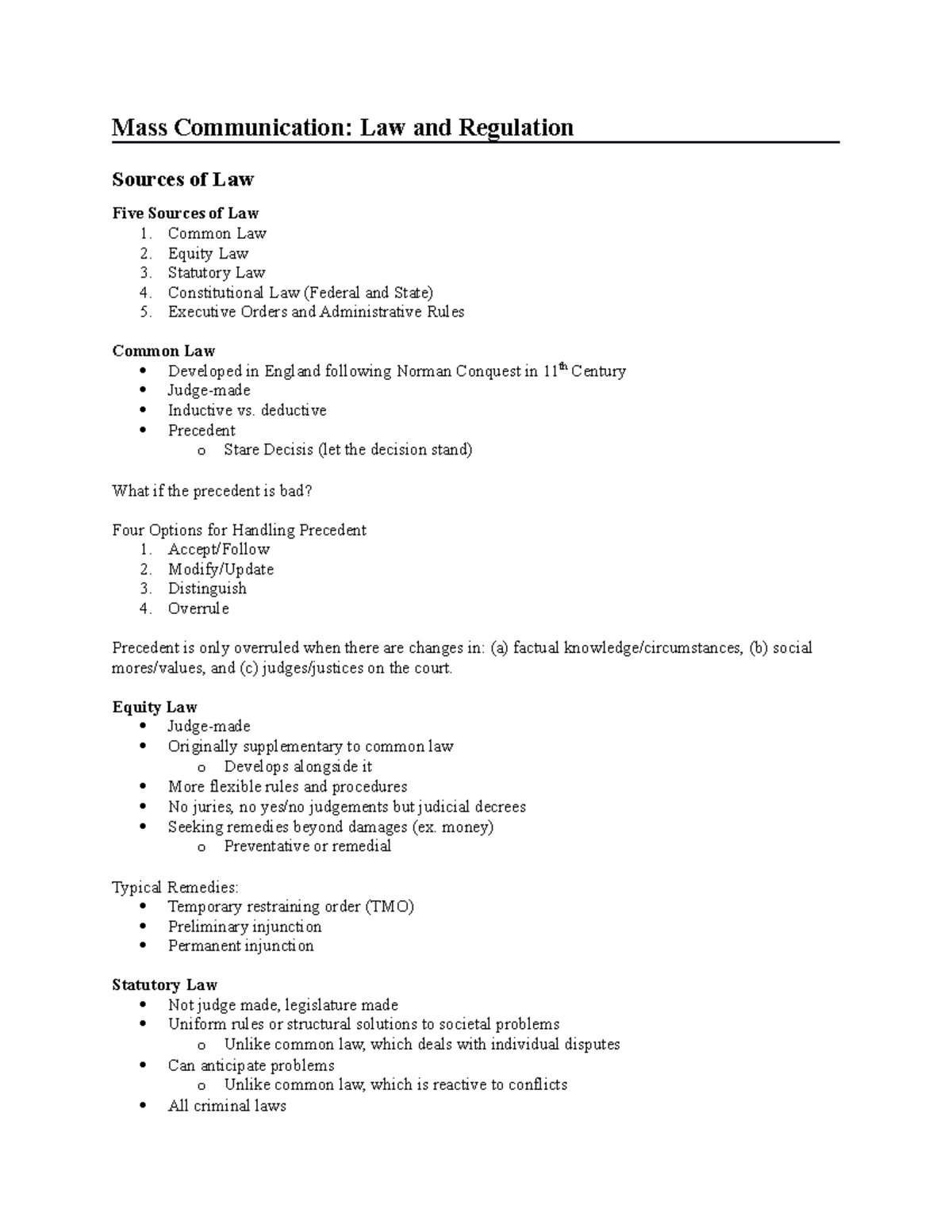 1-sources-of-law-instructor-a-j-bauer-mass-communication-law