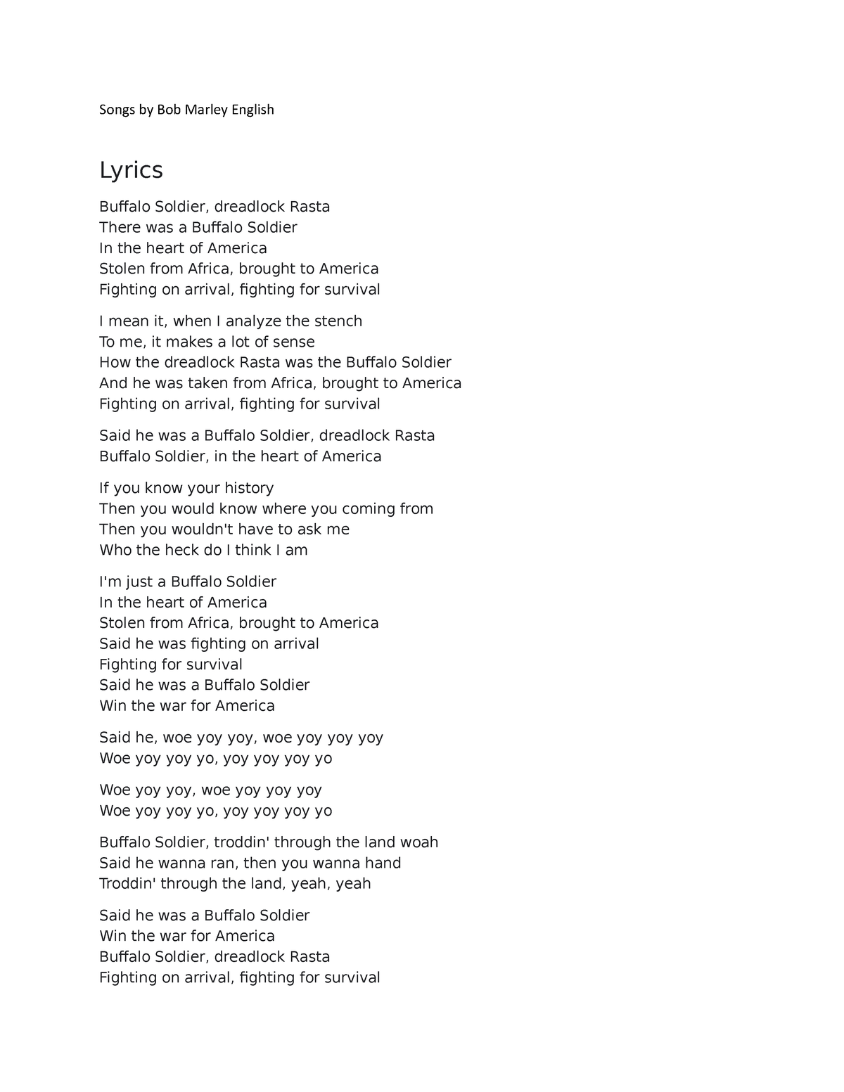 400 - Years Lyrics - Bob Marley - Only on JioSaavn