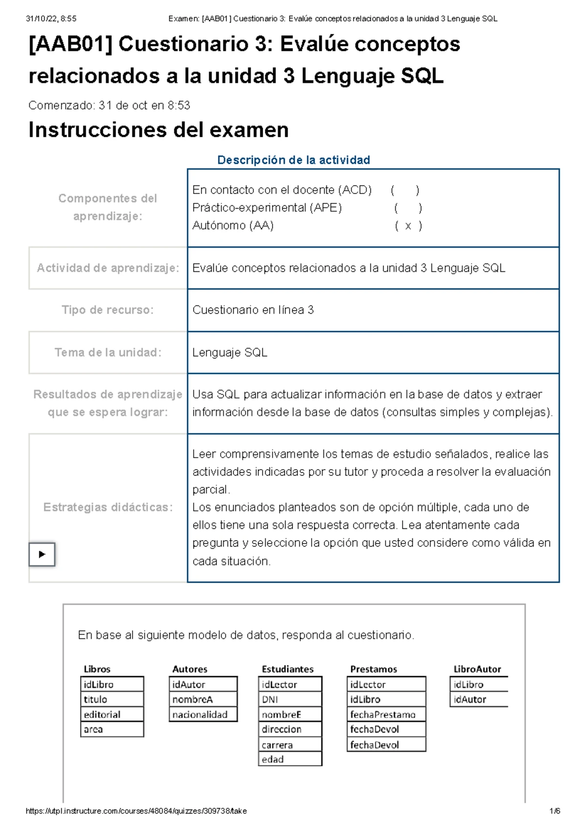 B2-Examen [AAB02] Cuestionario Evalúe Conceptos Relacionados A Las ...