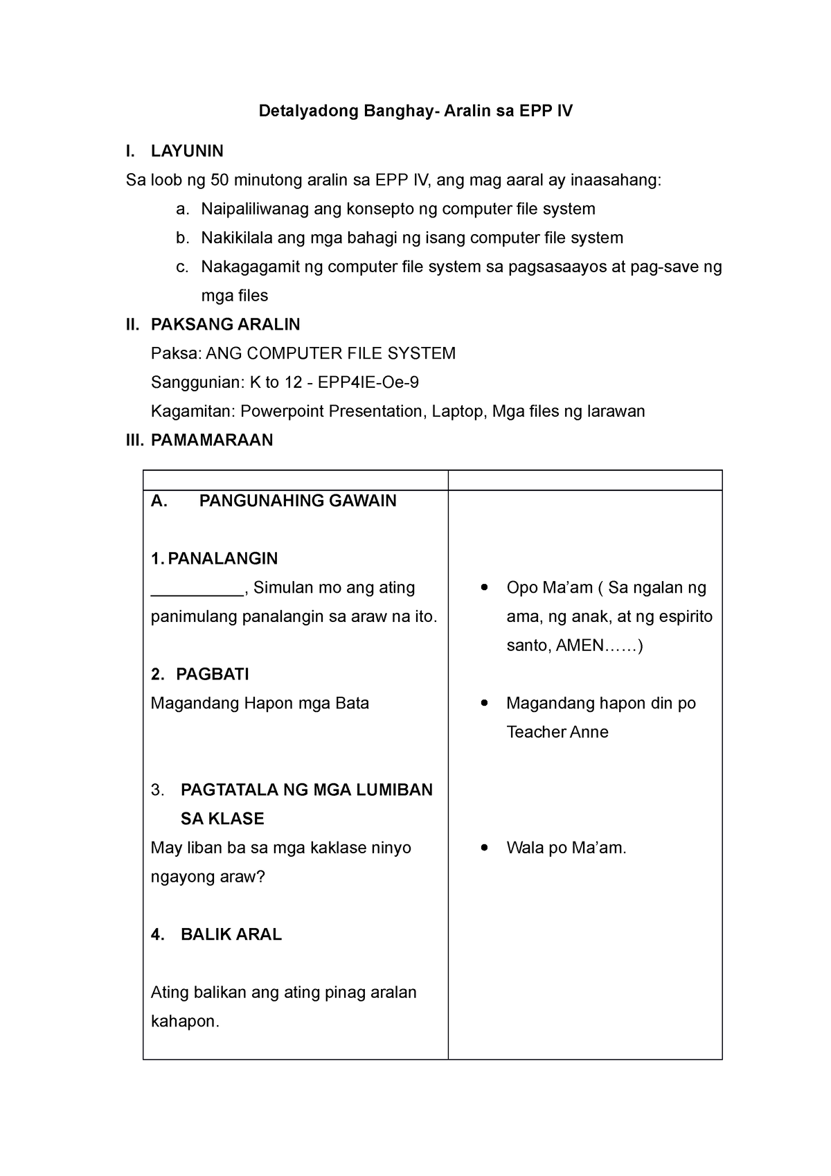 Detailed Lesson PLAN ICT Day 2 - Detalyadong Banghay- Aralin Sa EPP IV ...