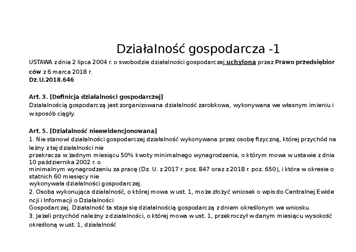 5. Działalność gospodarcza, rejestry i wpisy - Działalność gospodarcza