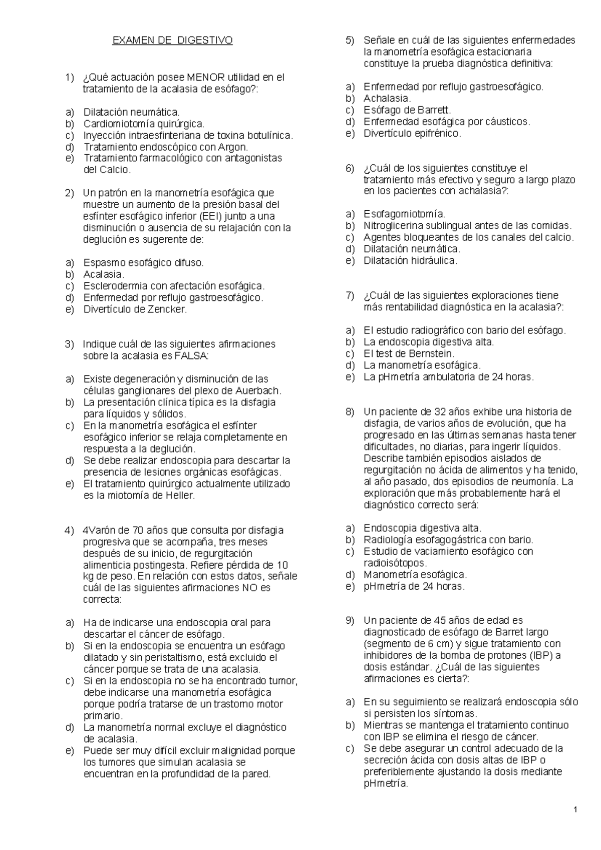 micción frecuente del esófago de barrett