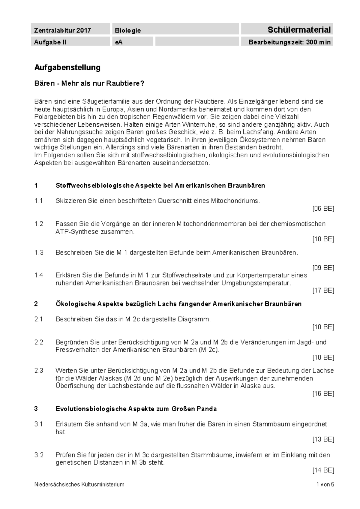 Alte Abi Klausuren Niedersachsen Abi-Klausur 1 - Abiturklausuren Niedersachsen - Aufgabe II eA