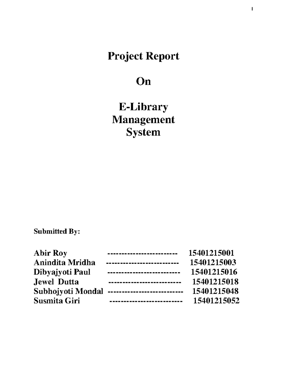 online library management system Project Report On ELibrary