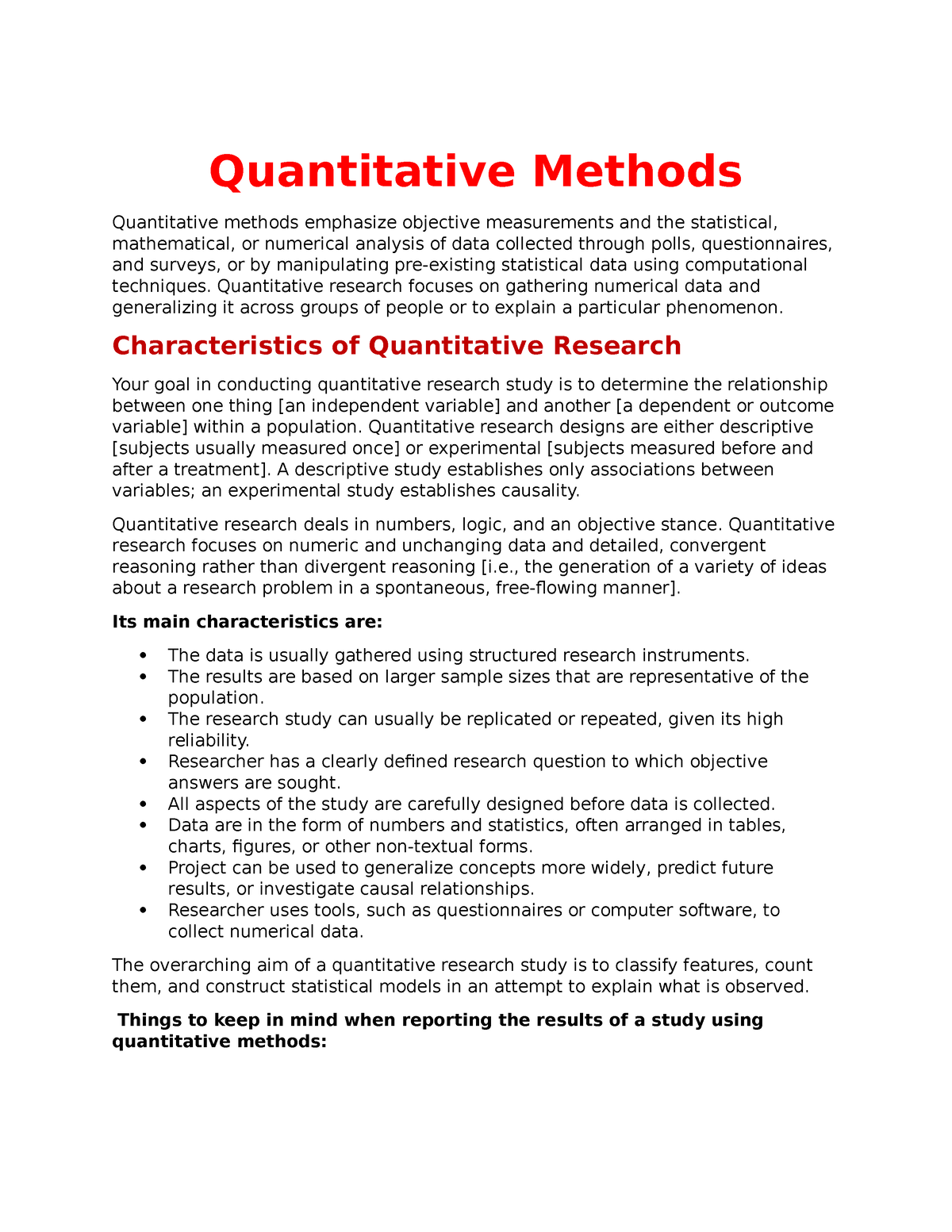 quantitative research methods lecture notes pdf