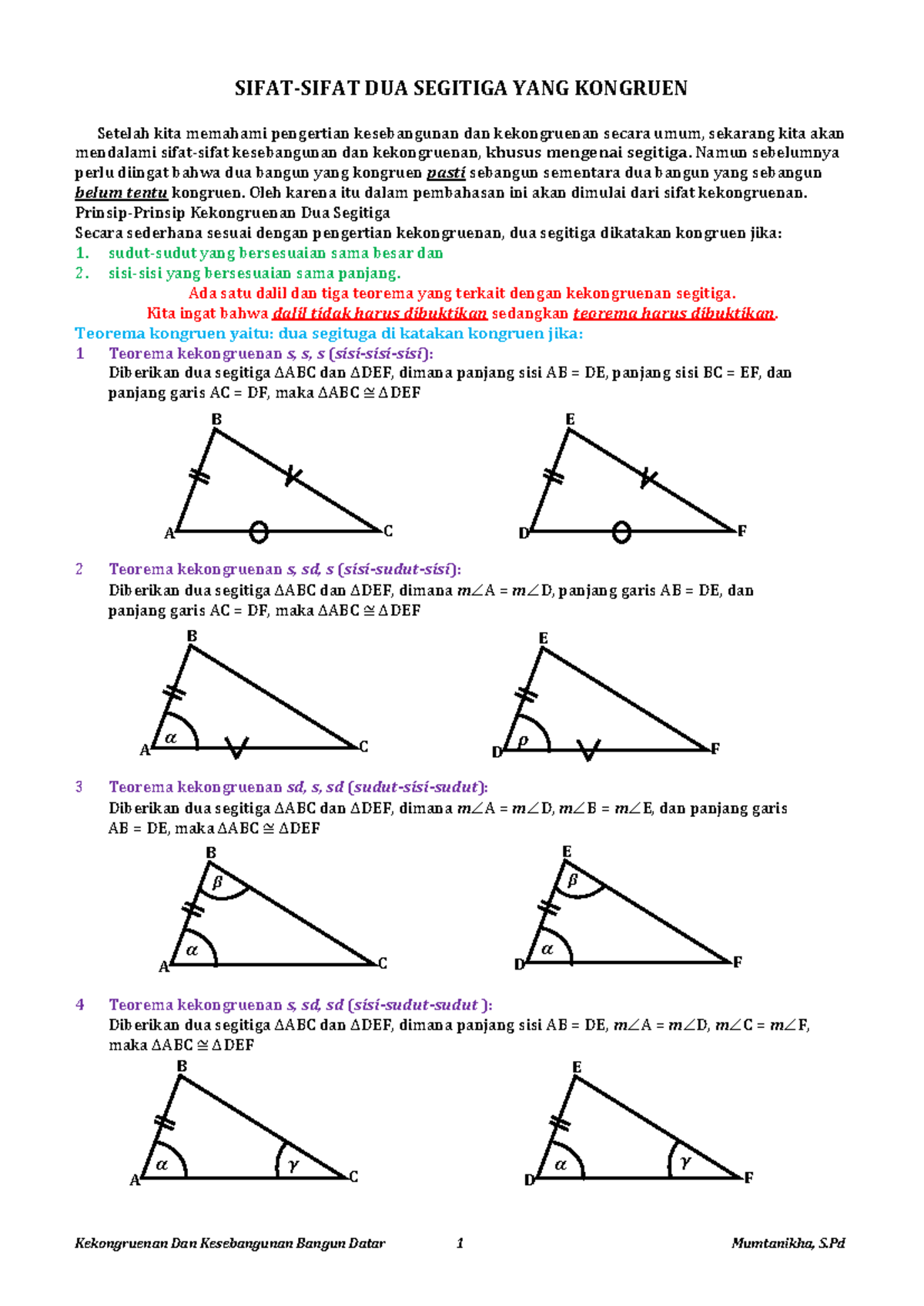 segitiga kongruen matematika geometri konsep sifat syarat