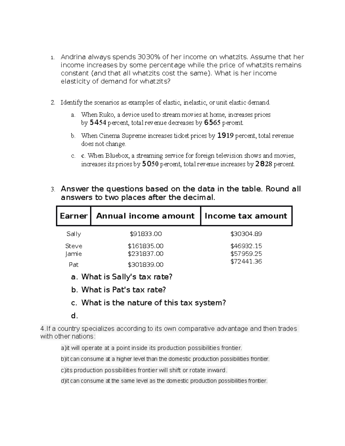 ECON 2106 Practice Test 1 - 1. Andrina Always Spends 3030 % Of Her ...