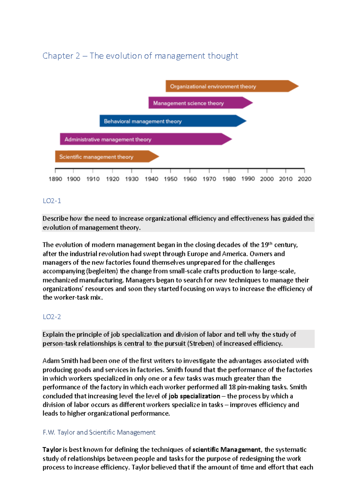 Chapter 2 - Evolution of Management - Chapter 2 – The evolution of ...