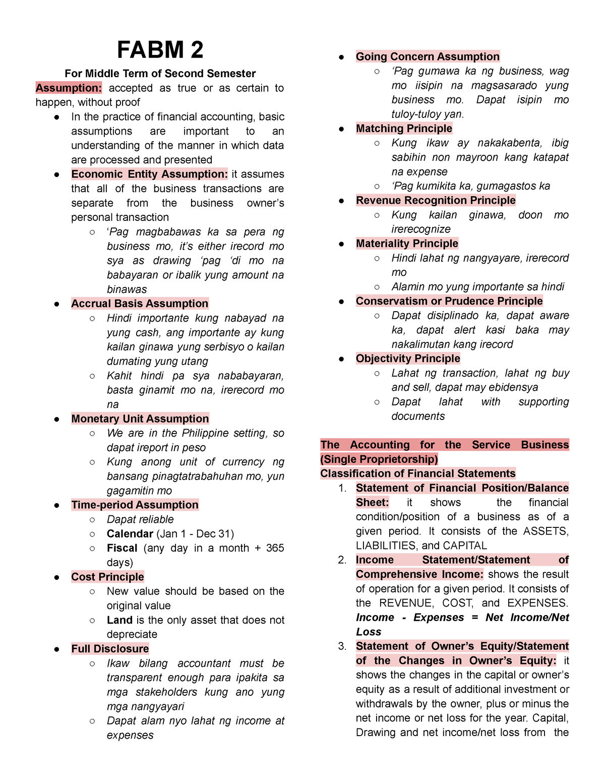 FABM-2 - Notes - FABM 2 For Middle Term Of Second Semester Assumption ...