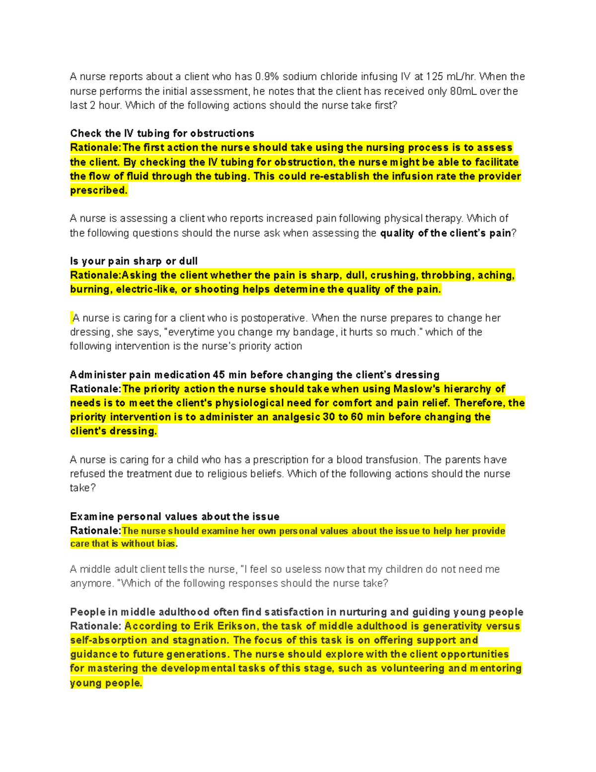 RN Fundamentals Online Practice 2016 B - A nurse reports about a client ...