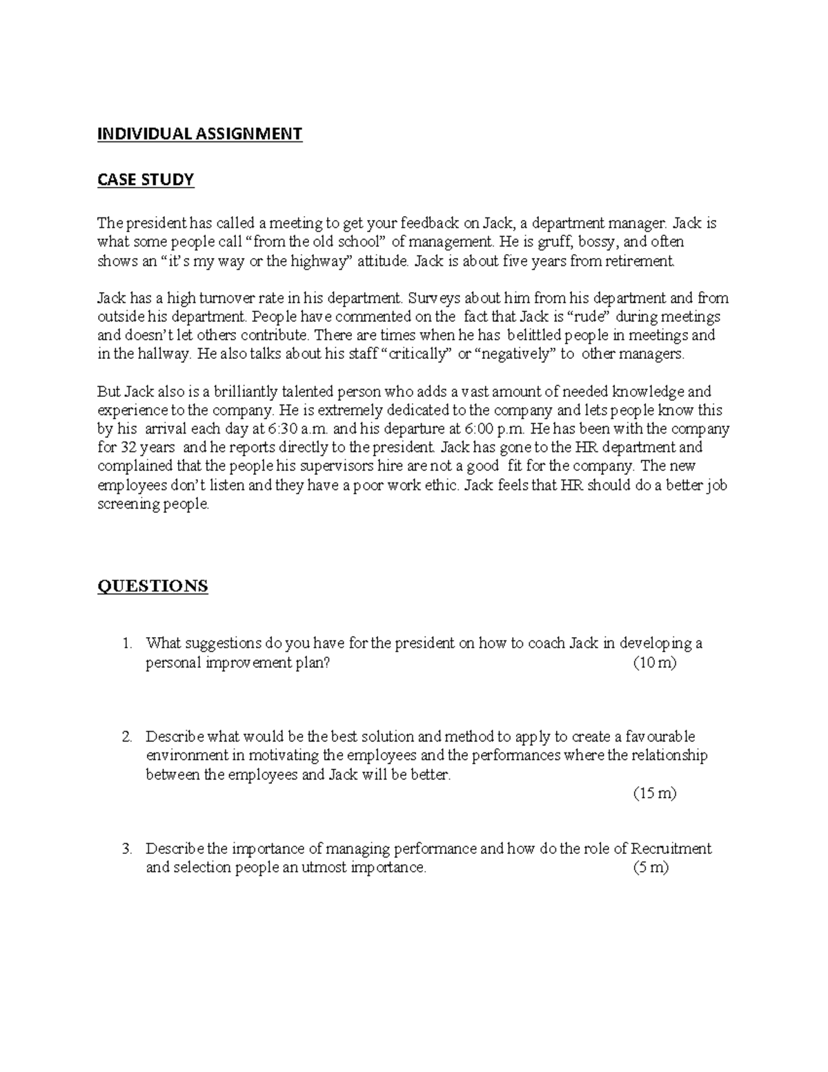 Assisgnment 12102024 - Essay of HRM - INDIVIDUAL ASSIGNMENT CASE STUDY ...