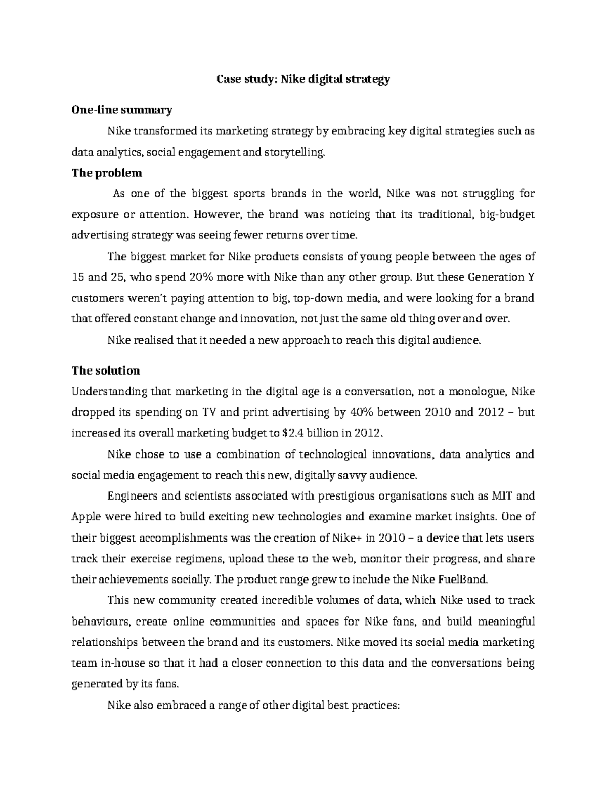 Case study - 1 - It is very useful for managerial decision making ...