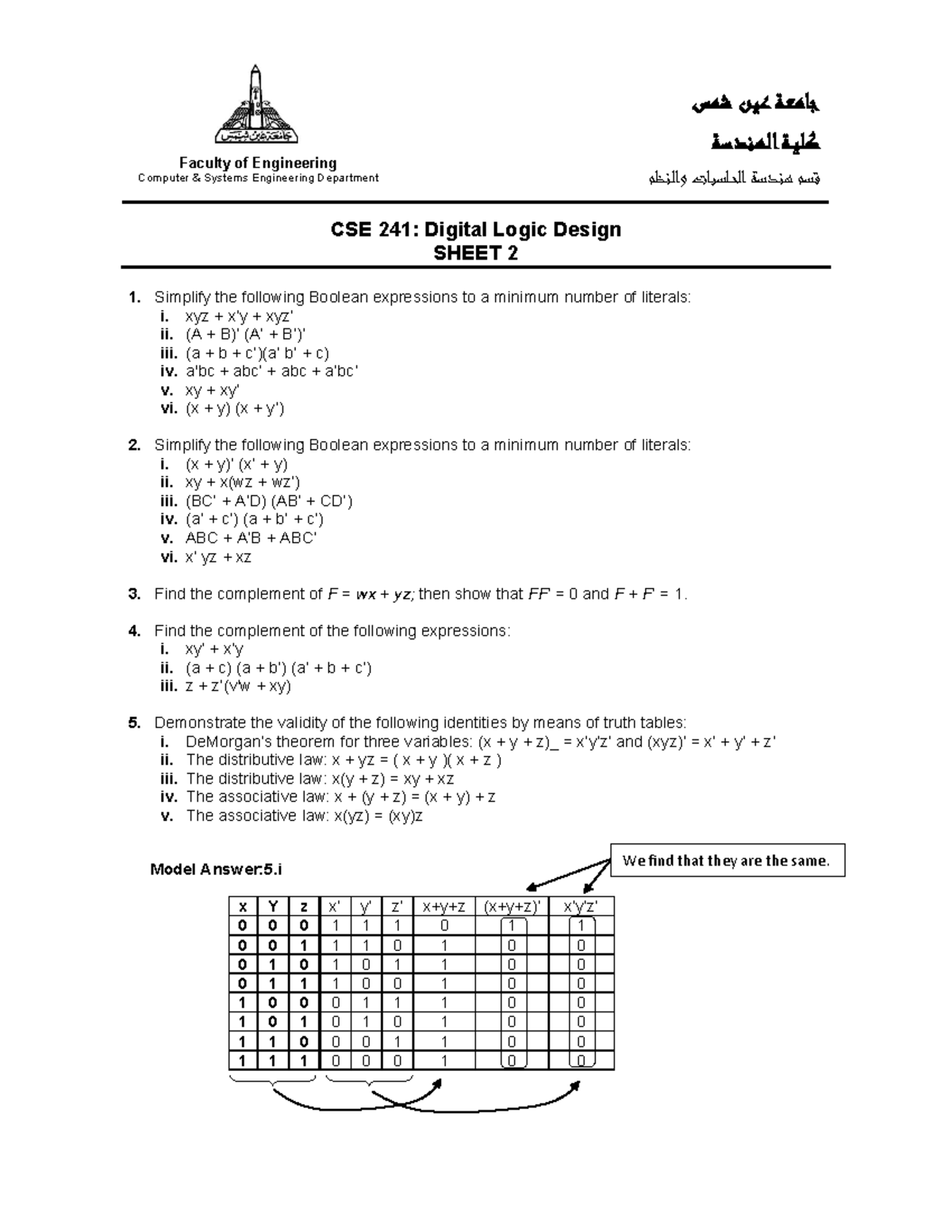 Logic Sheet 2 Grade B En504 Studocu