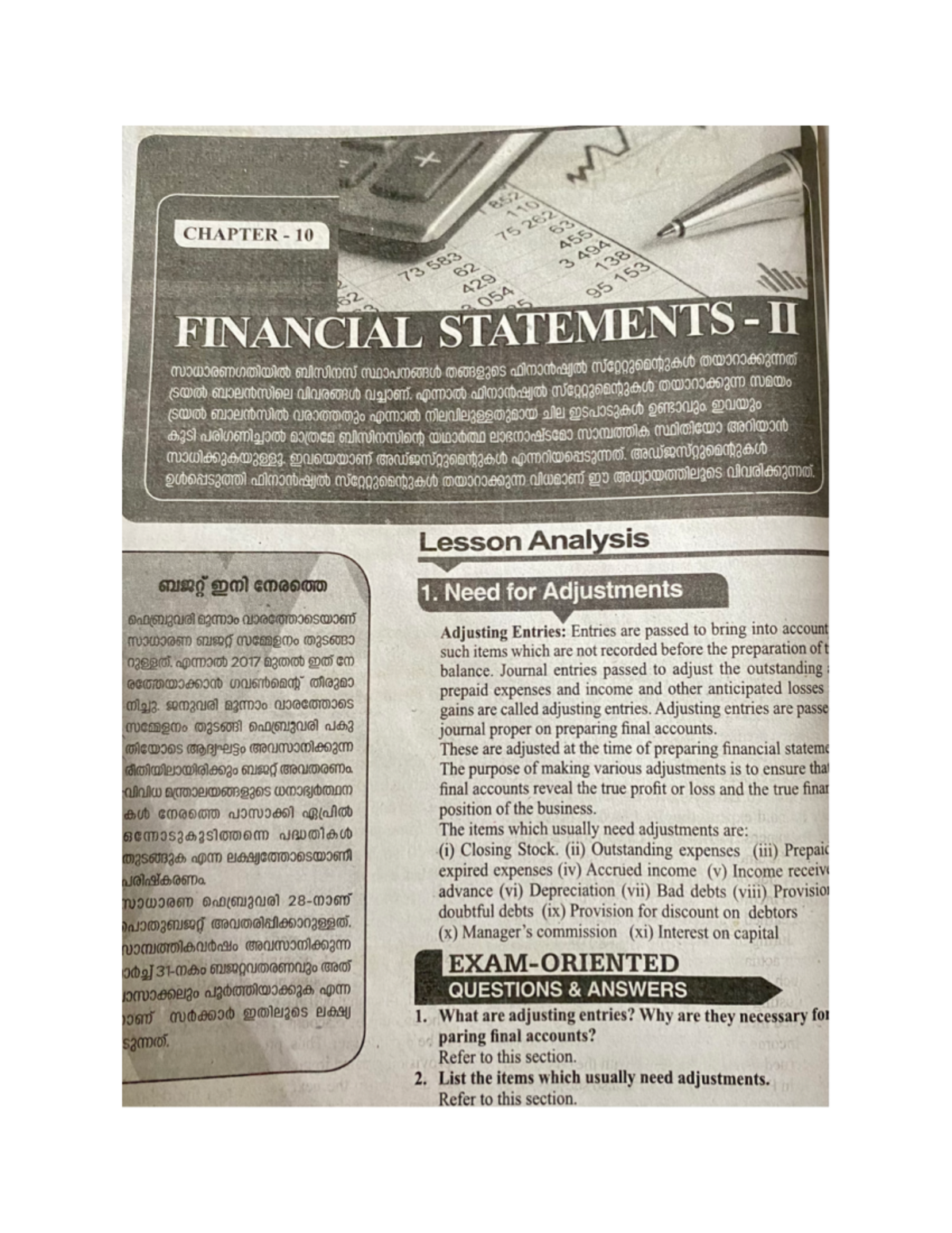 Financial Statement WITH Adjustments Including Questions And Answer ...