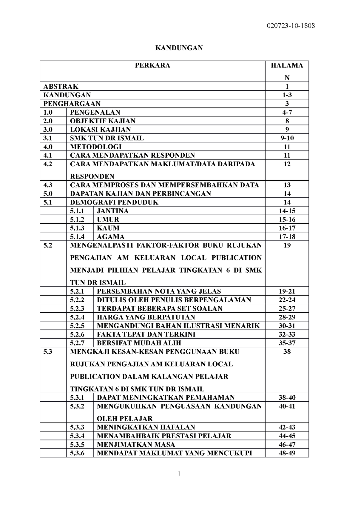 Kerja Kursus Pengajian AM - KANDUNGAN PERKARA HALAMA N ABSTRAK 1 ...