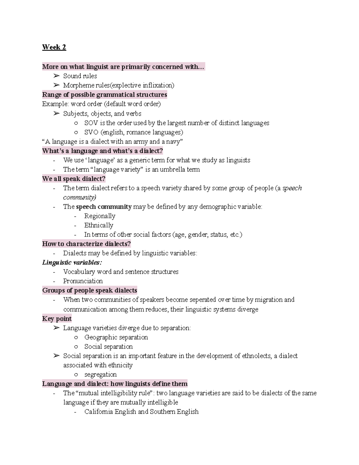 CCS 220 notes 2 - Week 2 More on what linguist are primarily concerned ...