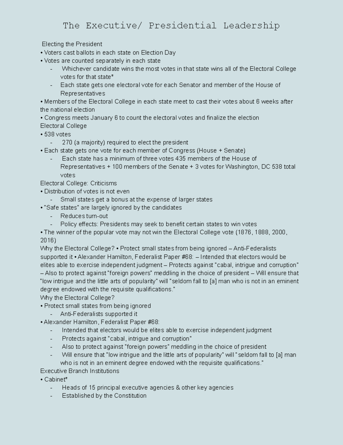 2.2 Executive - Chapter Thirteen - The Executive/ Presidential ...
