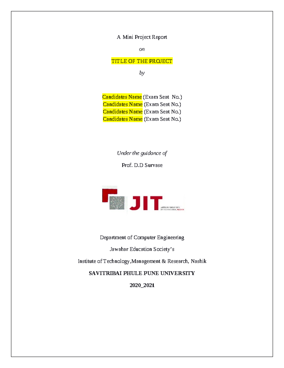 Dbms-miniproject-report Template - A Mini Project Report On TITLE OF ...