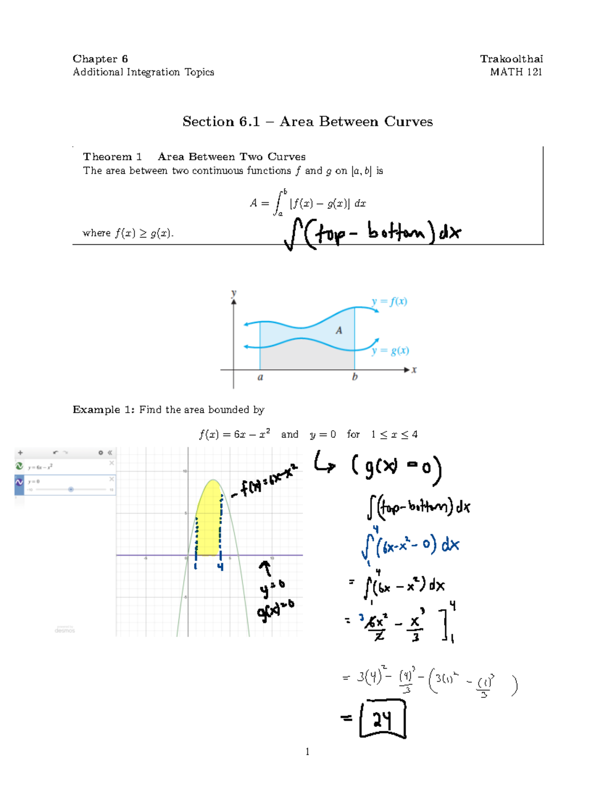 Filled in Chapter 6 Notes - Chapter 6 Additional Integration Topics ...