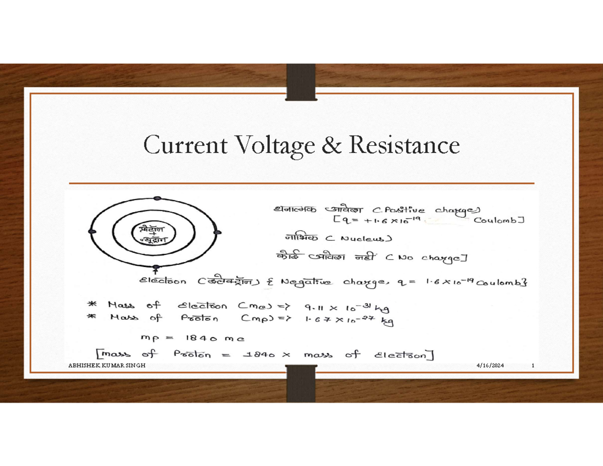 Current Voltage and Resistance - B.tech - Current Voltage & Resistance ...