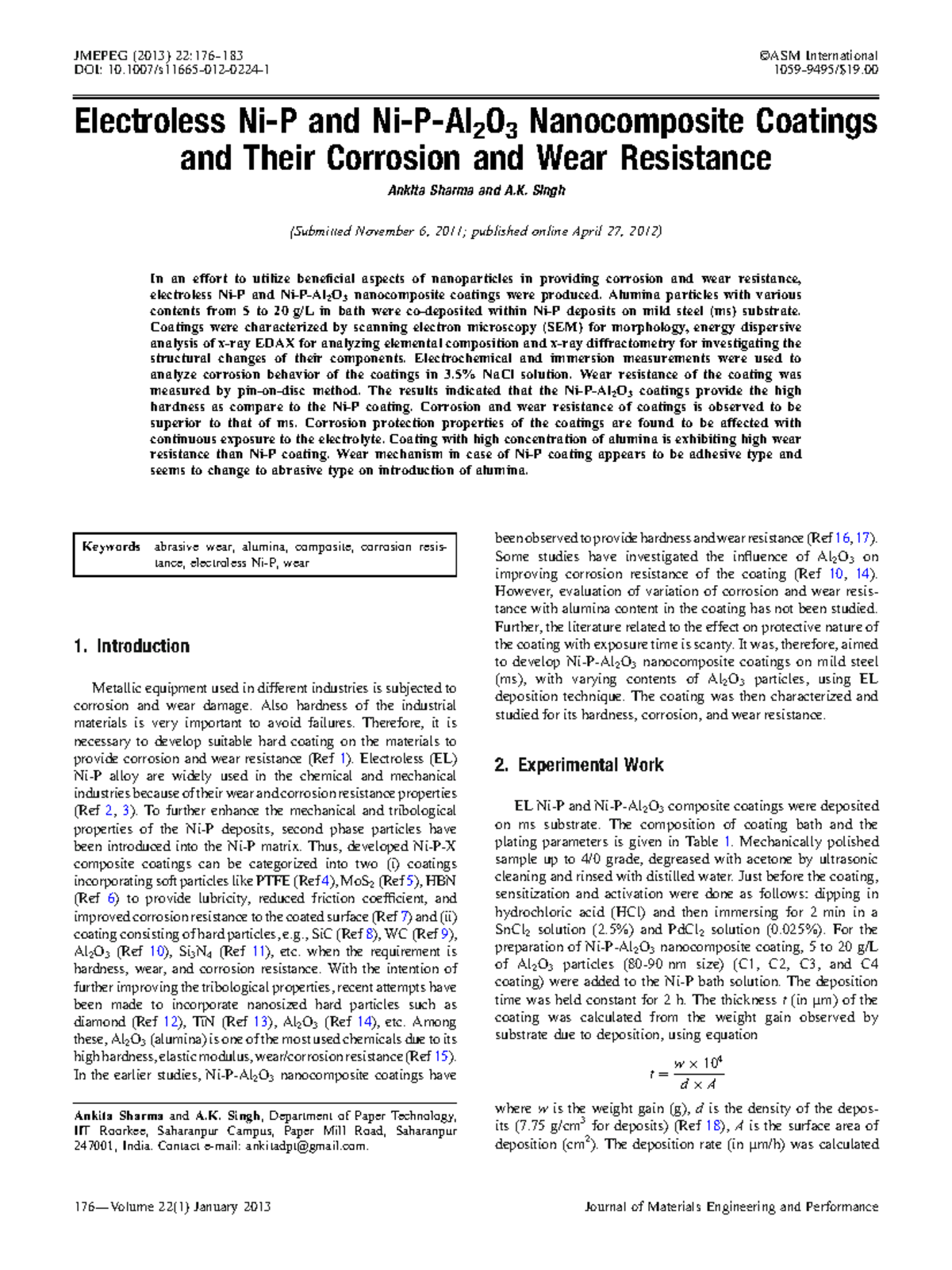 S11665 012 0224 1 - research - Electroless Ni-P and Ni-P-Al 2 O 3 ...