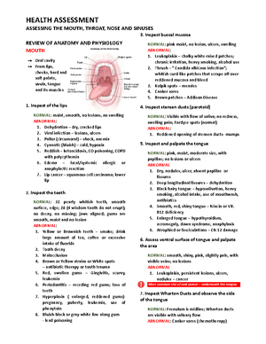 Assessing THE Thorax AND Lungs - HEALTH ASSESSMENT ASSESSING THE THORAX ...