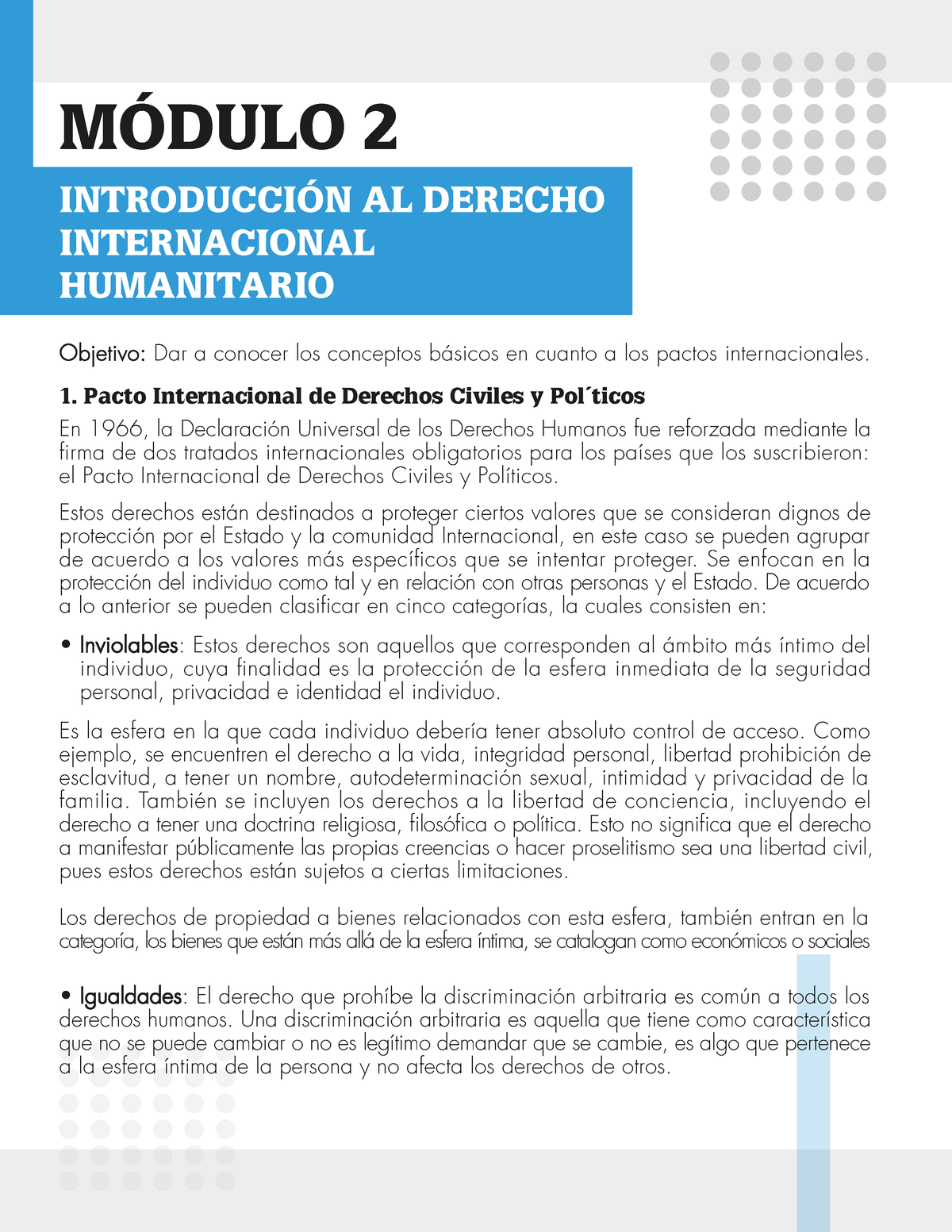 Derechos Humano Modulo 2 - INTRODUCCI”N AL DERECHO INTERNACIONAL ...