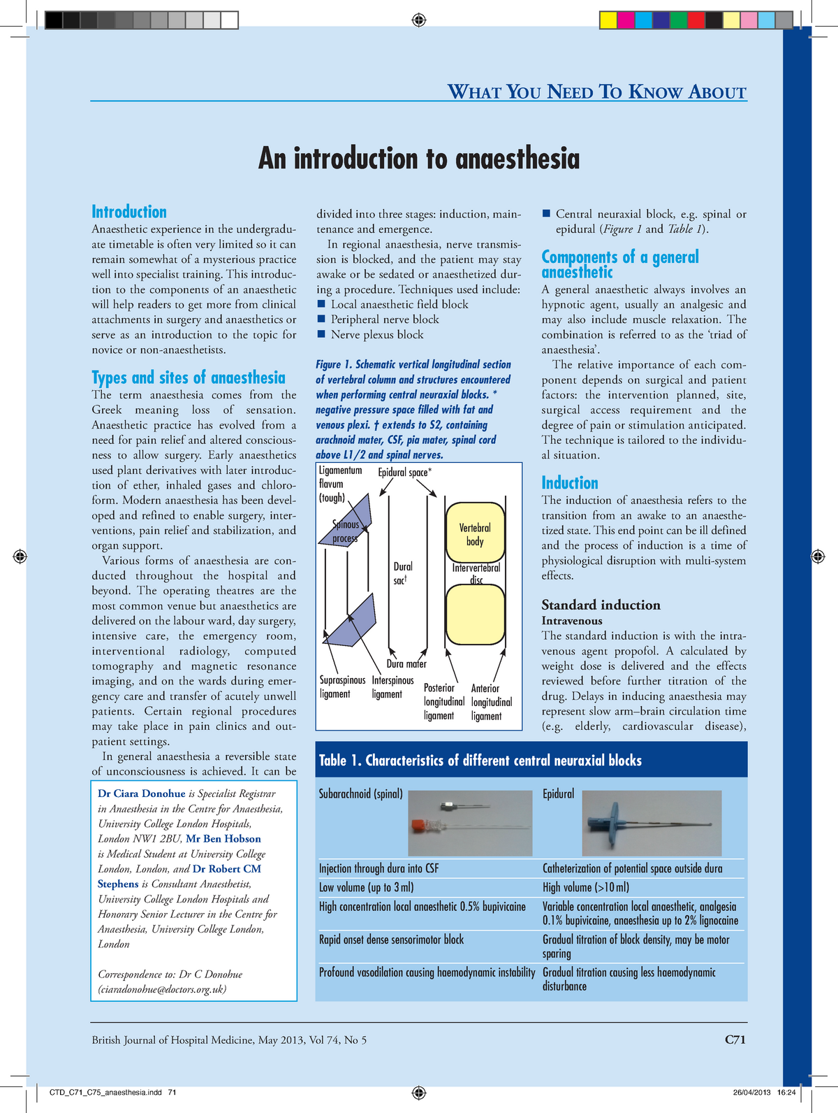 Introduction To Anaesthesia - British Journal Of Hospital Medicine, May ...