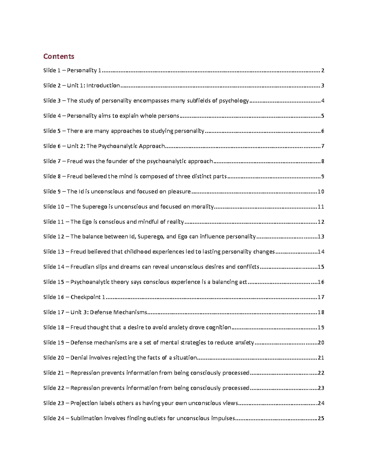 13-Personality 1-transcript - Contents Slide 1 – Personality - Studocu