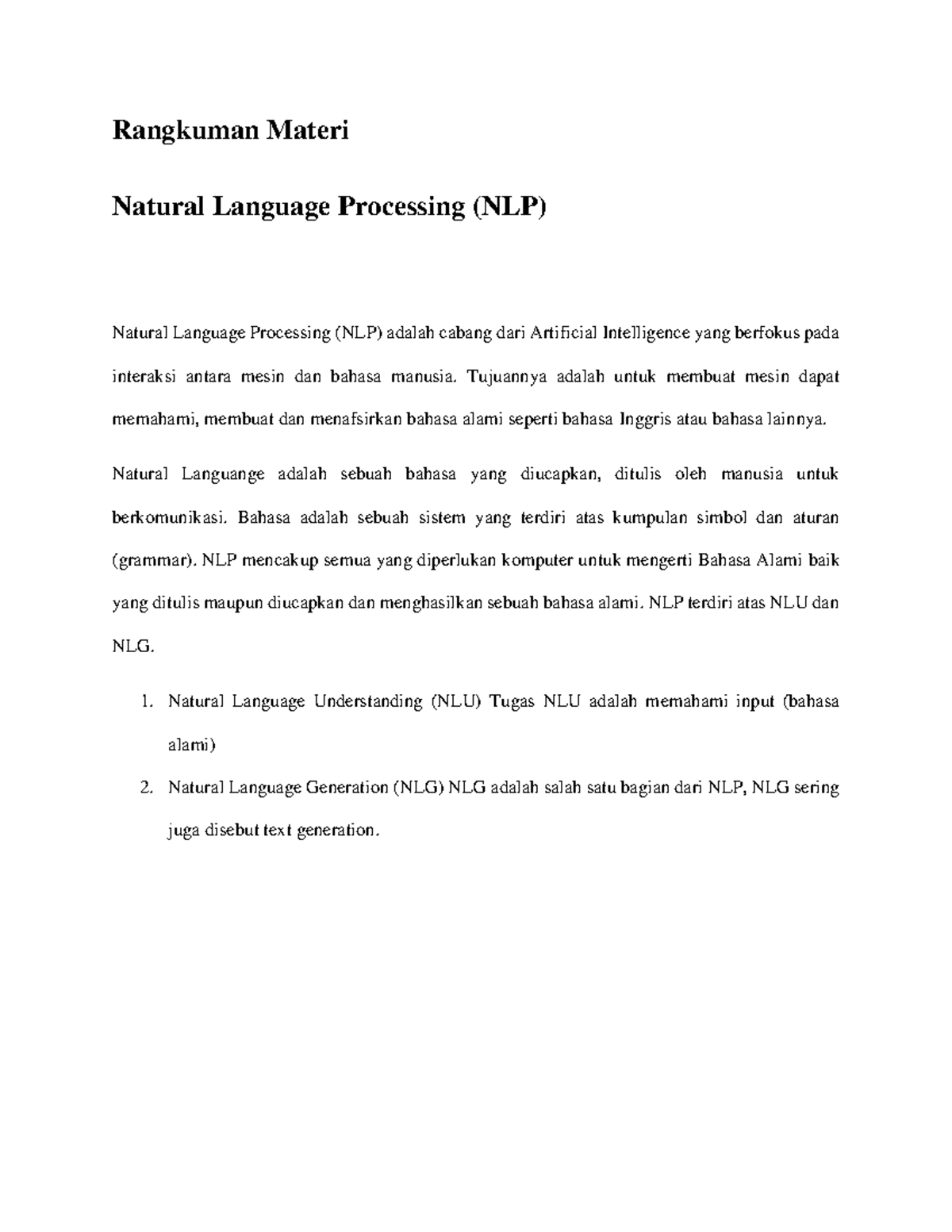 Ringkasan Materi - Natural Language Processing - Rangkuman Materi ...