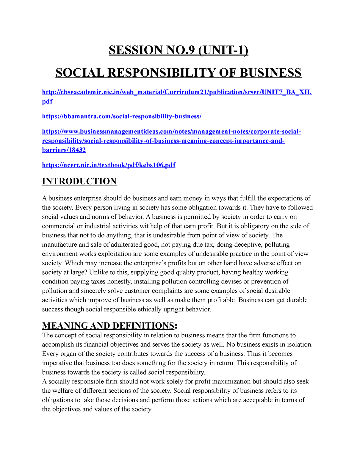 assignment on social responsibility of business