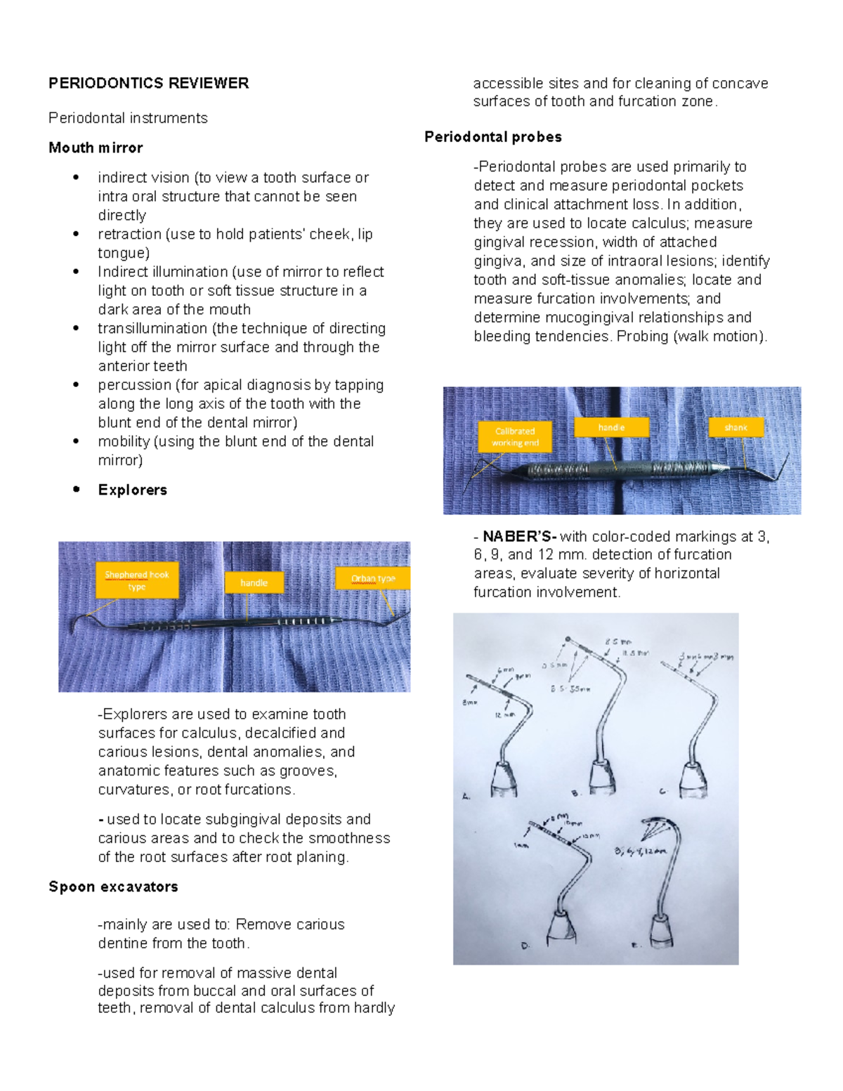 Periodontics- Reviewer - PERIODONTICS REVIEWER Periodontal instruments ...