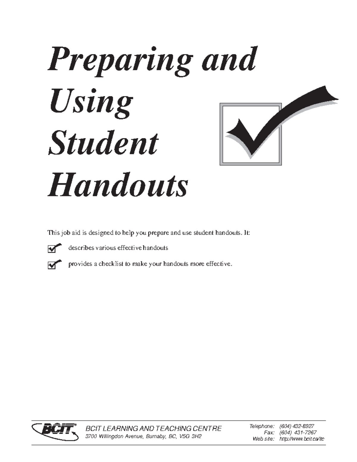 Hthandouts in English. Lesson 1 and 2. This job aid is designed to