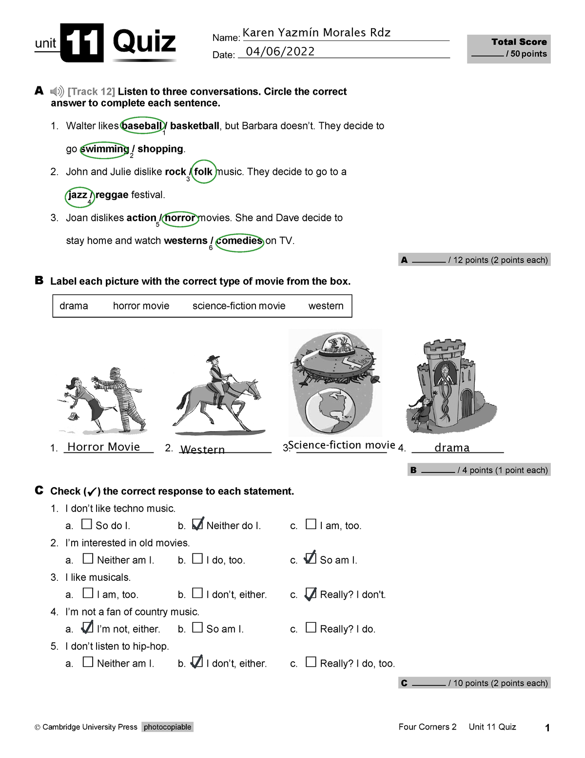 l3-unit-11-quiz-karen-morales-cambridge-university-press-photocopiable-four-corners-2-unit-11