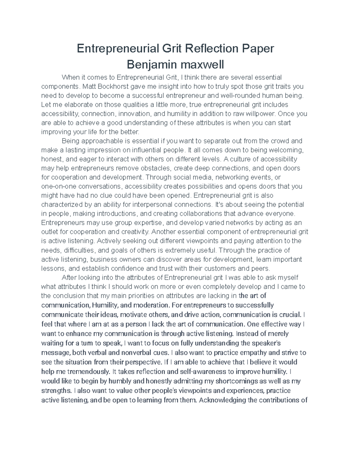 Untitled document - hey. - Entrepreneurial Grit Reflection Paper ...