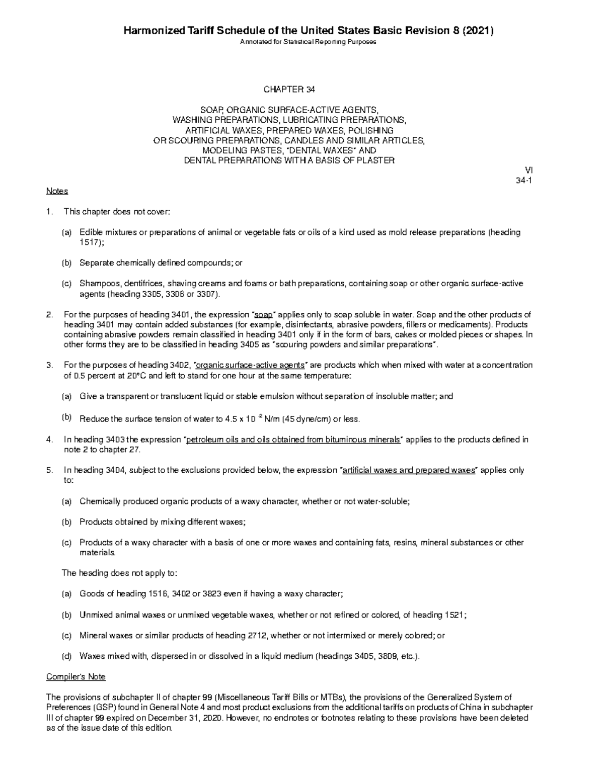 Chapter 34 - CHAPTER 34 SOAP, ORGANIC SURFACE-ACTIVE AGENTS, WASHING ...