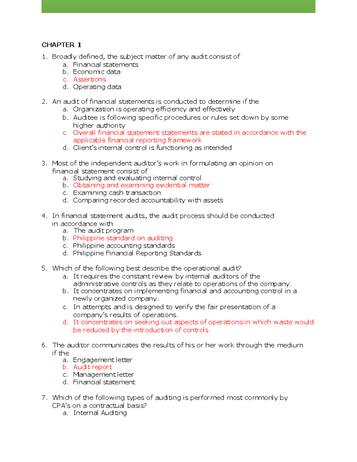 AT by Salogsacol Answers - CHAPTER 1 Broadly defined, the subject ...