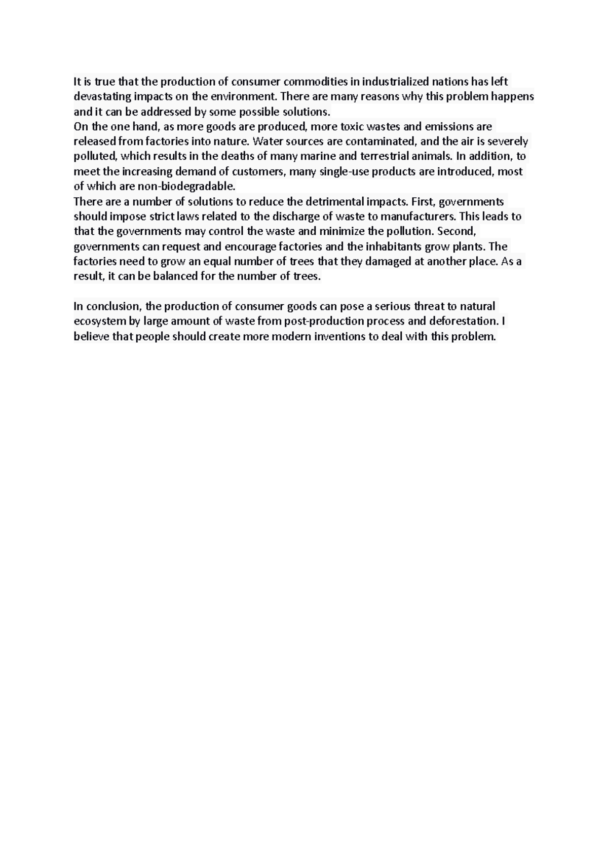 Writing HW - q,aammaaa - It is true that the production of consumer ...
