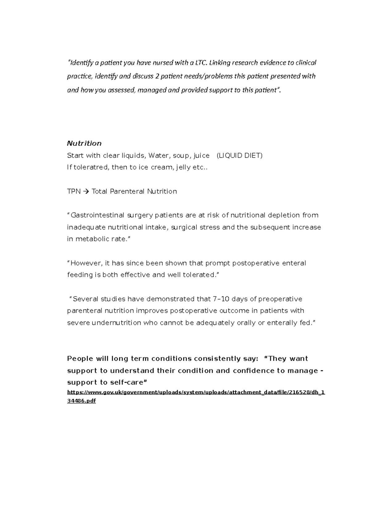 My plan for summative assessment of LTCs - “Identify a patient you have ...