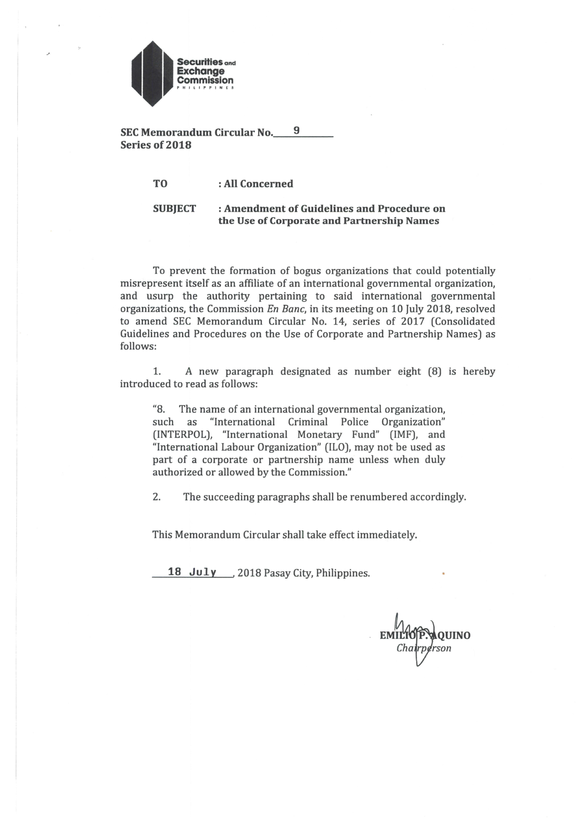 2018 MCno09 - Notes - Securitiesand Exchange Commission SEC Memorandum ...