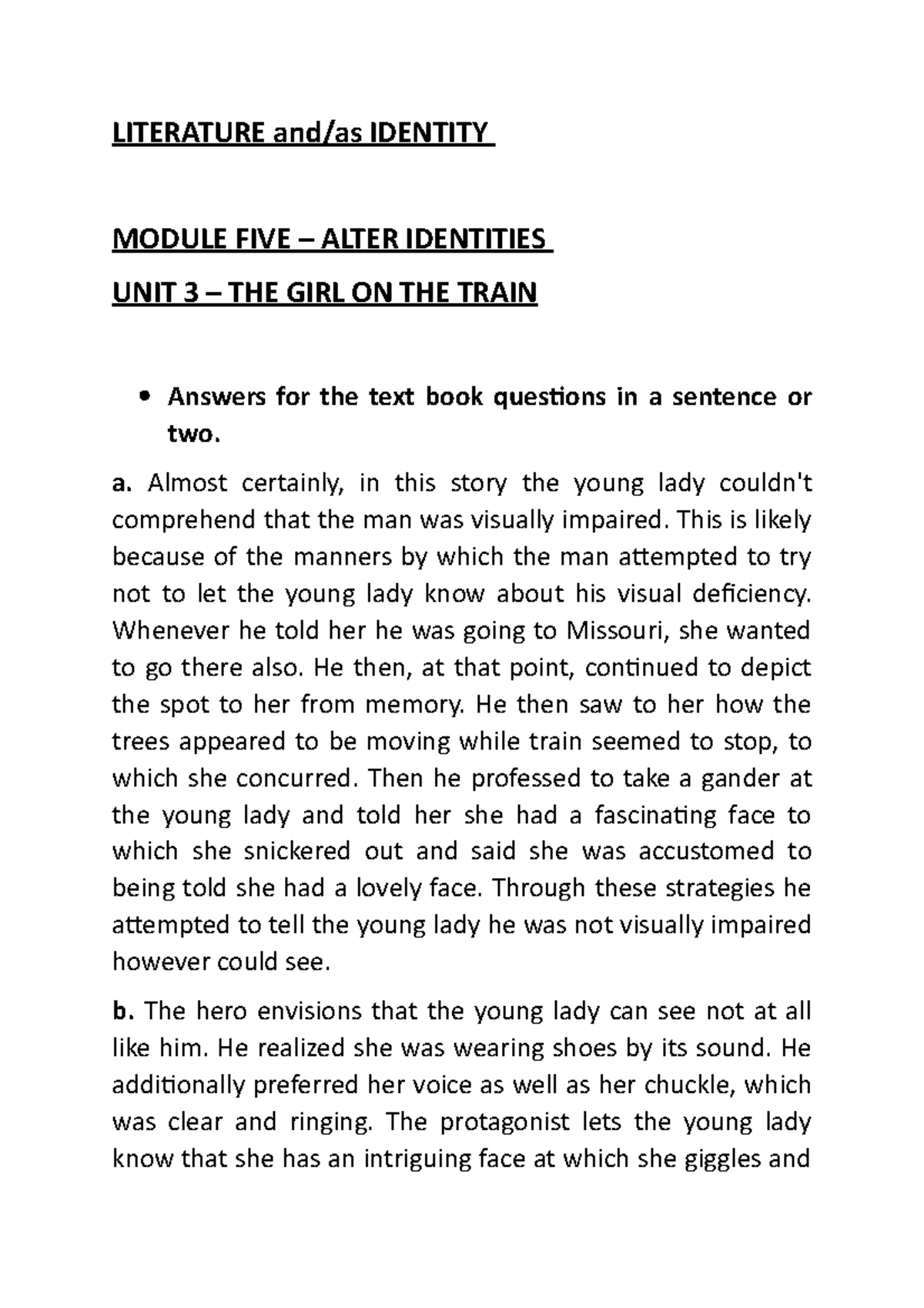Literature and as Identity Module 5 Unit 3 Notes English